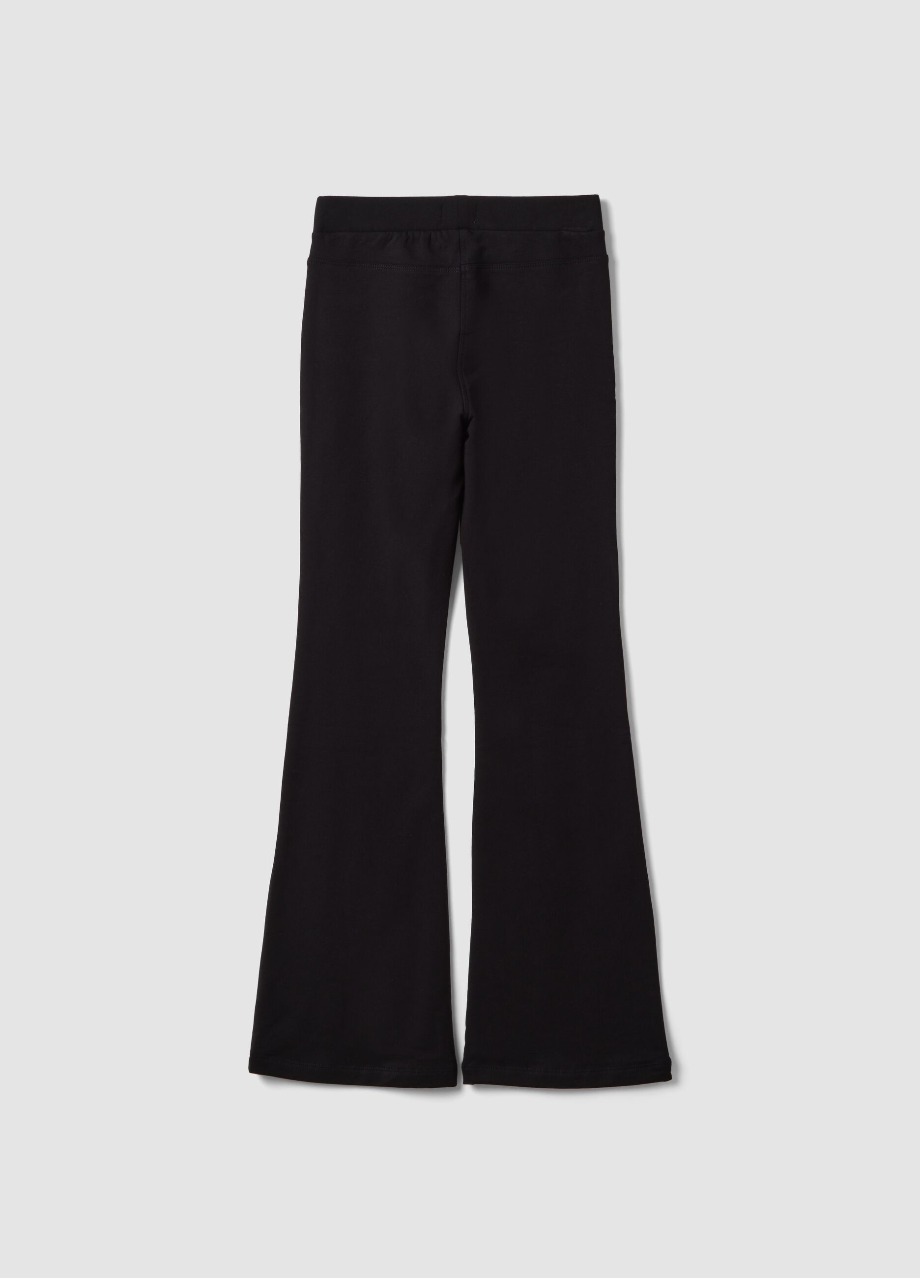 Treggings neri flare in cotone organico e viscosa elasticizzata