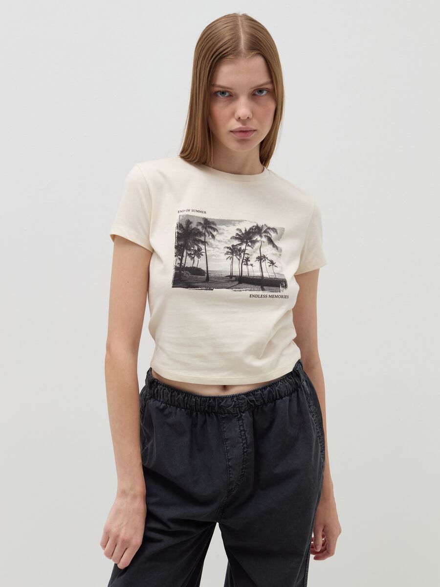 Crop T-shirt in cotton_0
