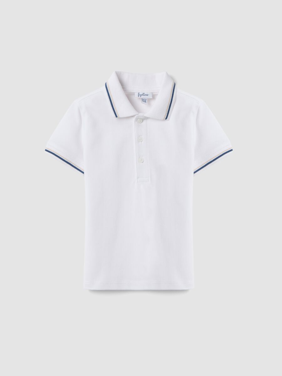 Polo a maniche corte in puro cotone bianca da bimbo regular fit_0