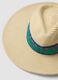 Beige Panama hat in pure paper fabric with multicolour band_1