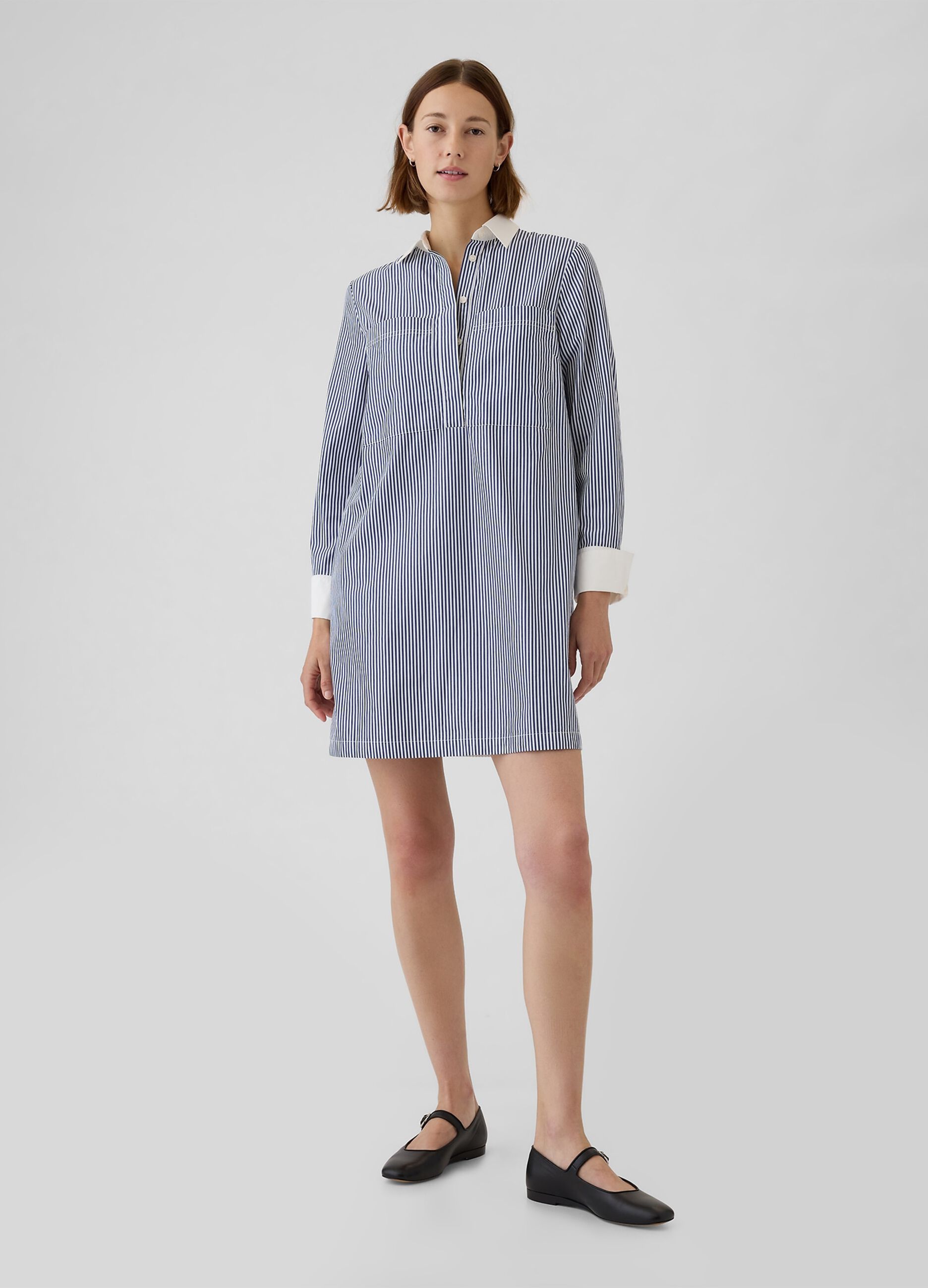 Vestito corto chemisier a righe