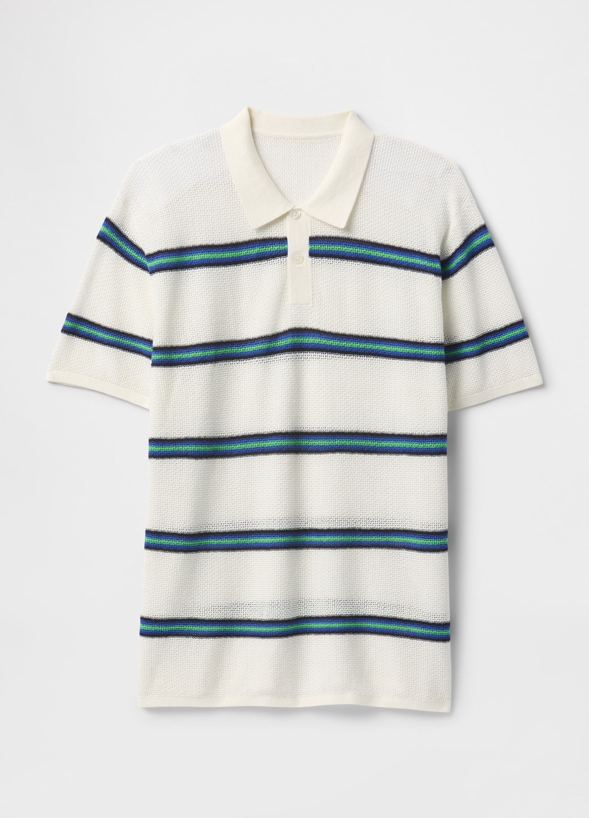 OVS White Striped Short Sleeve Polo