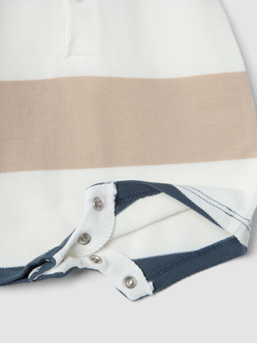 Newborn romper in pure cotton with multicoloured stripes_2