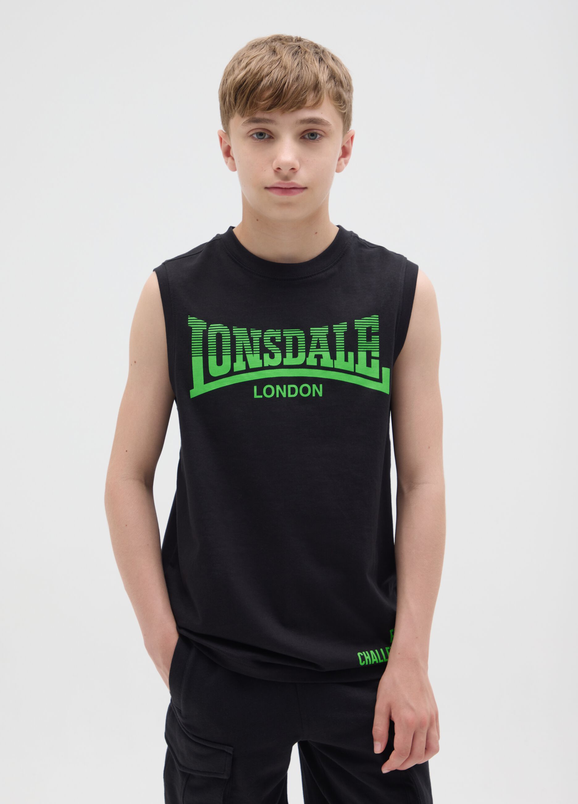 Lonsdale black vest in cotton