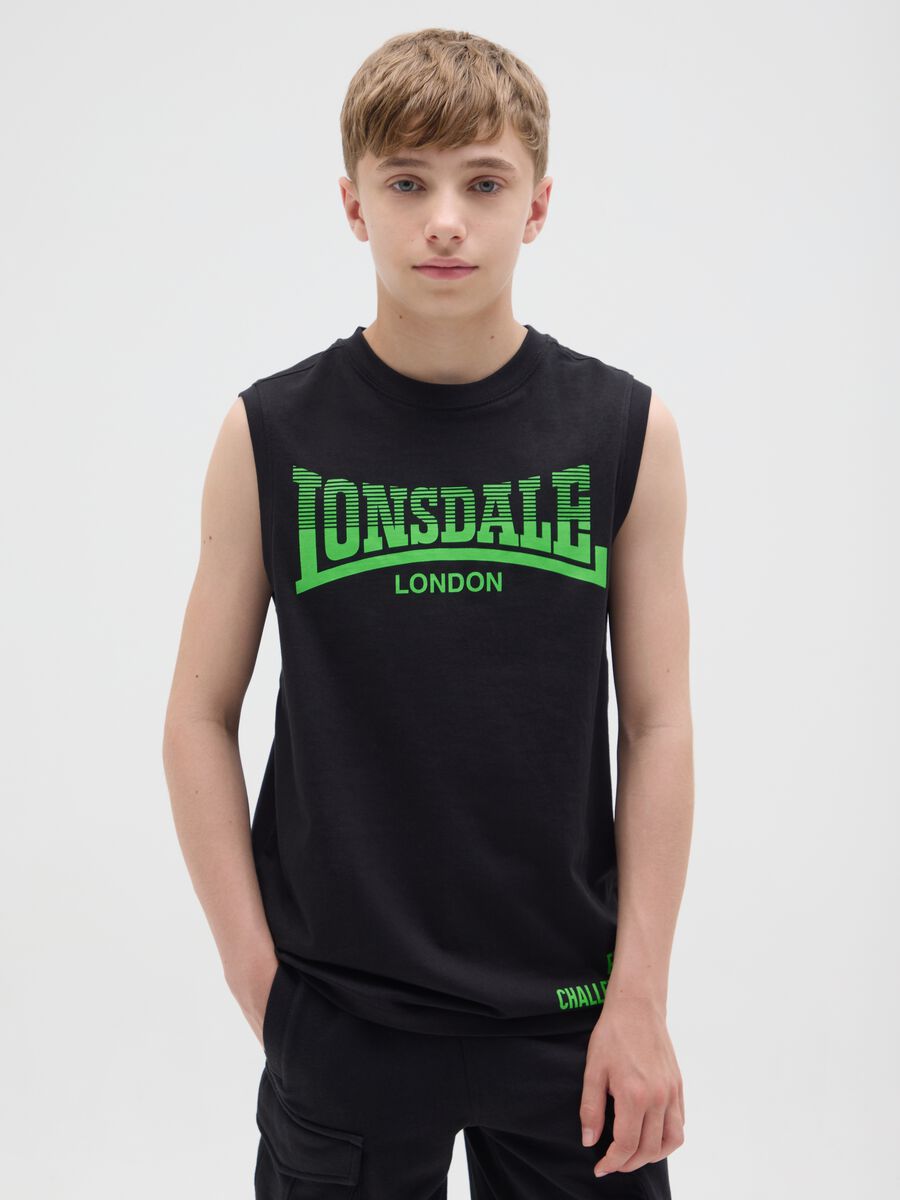 Lonsdale black vest in cotton_0
