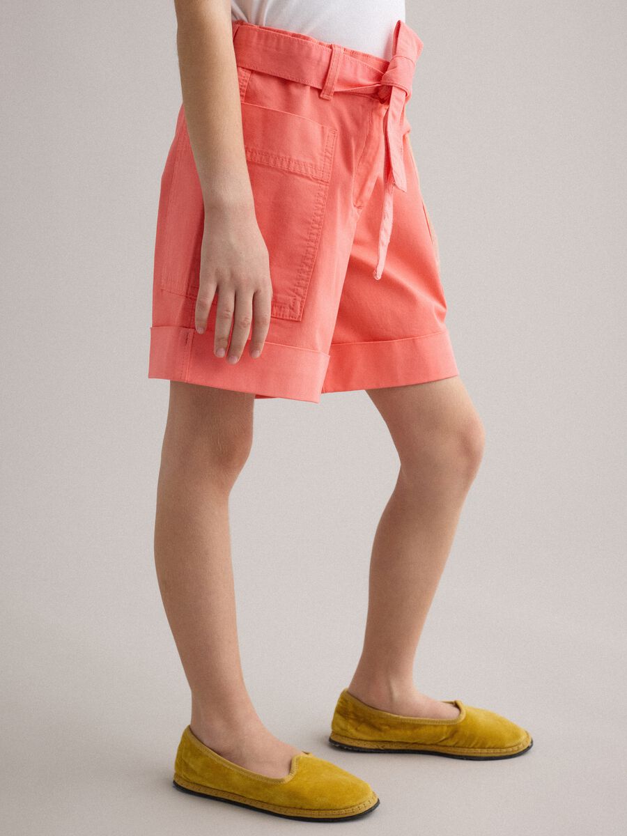 Shorts in cotone elasticizzato rosa da bambina regular fit_1