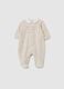Baby bodysuit in pure beige cotton with collar_0