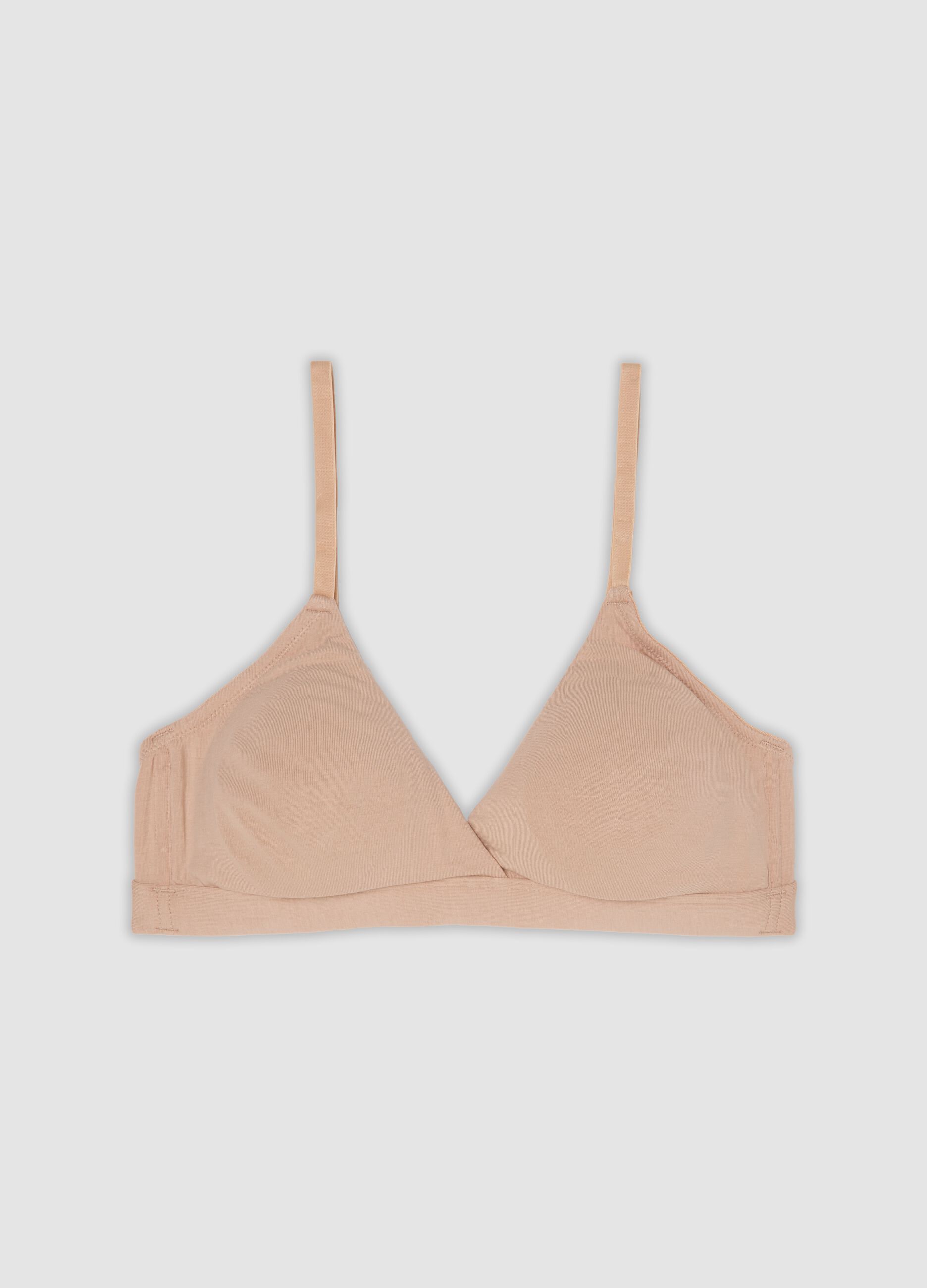 Beige organic cotton and stretch viscose triangle bra
