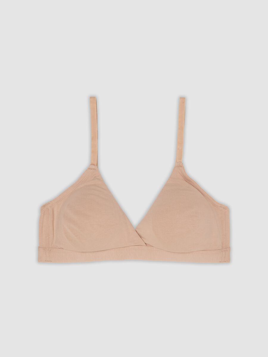 Reggiseno a triangolo beige in cotone organico e viscosa elasticizzata_0