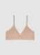Beige organic cotton and stretch viscose triangle bra_0