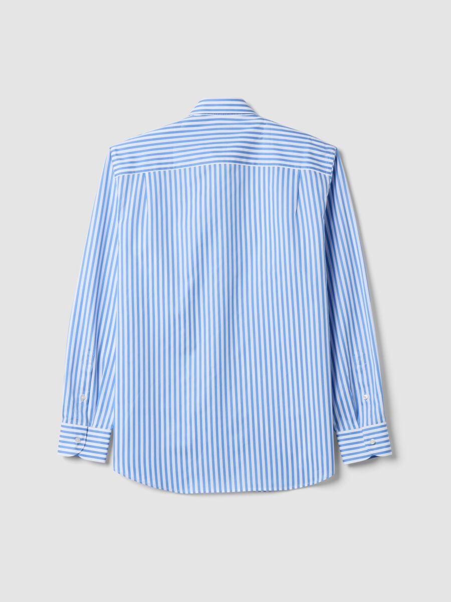 Camicia blu e bianca a righe in puro cotone regular fit_6