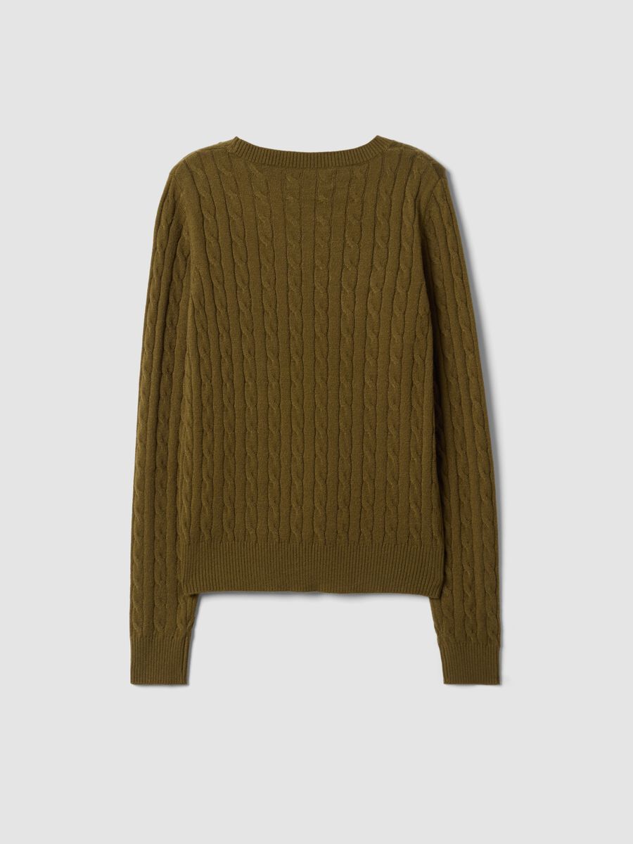Maglia girocollo verde a trecce regular fit_6