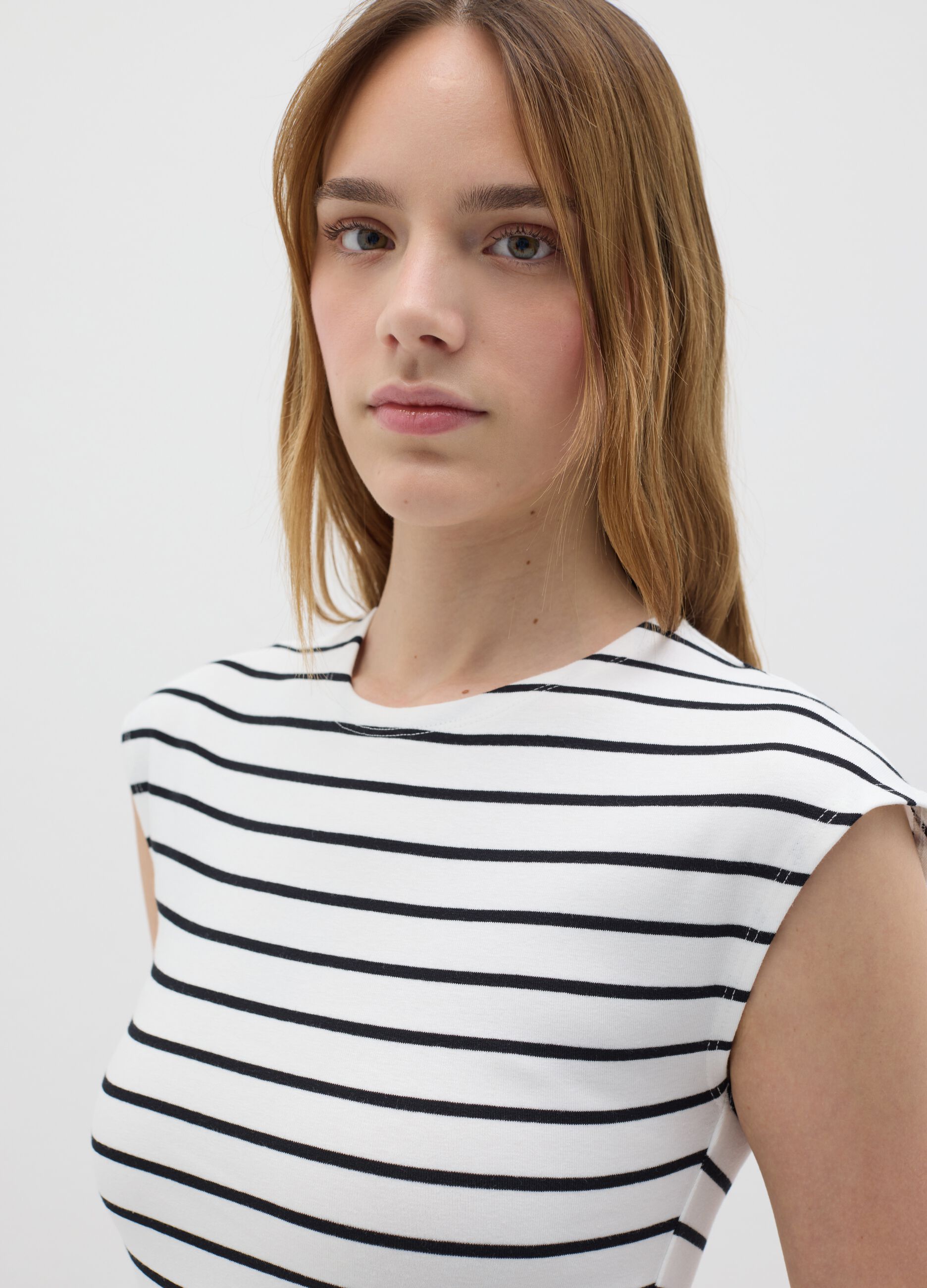 Women's multicoloured fitted vest top in stretch cotton