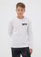 White pure organic cotton T-shirt with "Hyped" print for boys_1