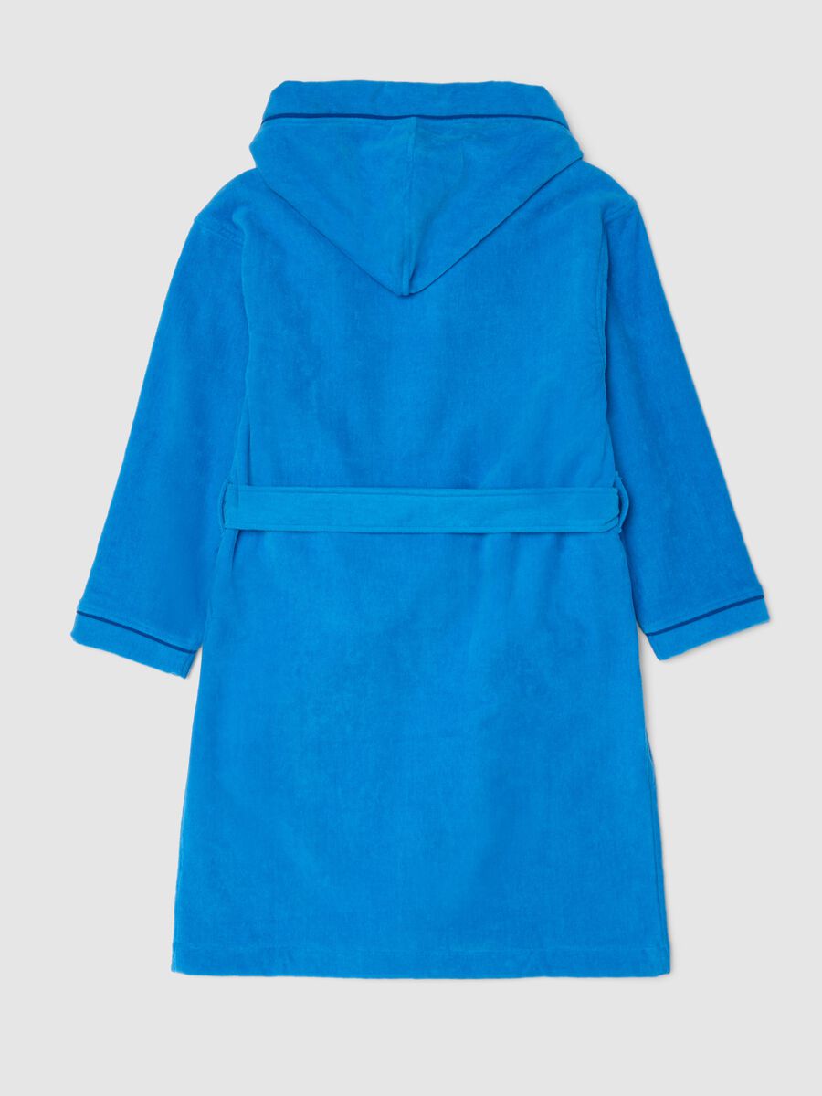 Accappatoio in puro cotone organico blu da ragazzo_1