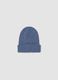Blue ribbed knit beanie with turn-up cuff_1
