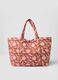 Pink pure quilted cotton beach bag with floral print_0