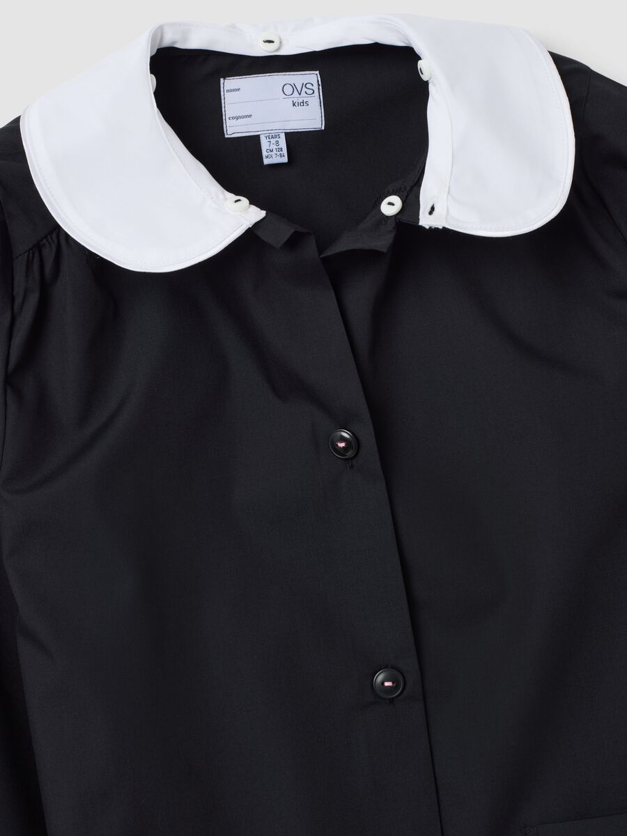 Two-pack of girls&rsquo; black school aprons with white button-up collar_2