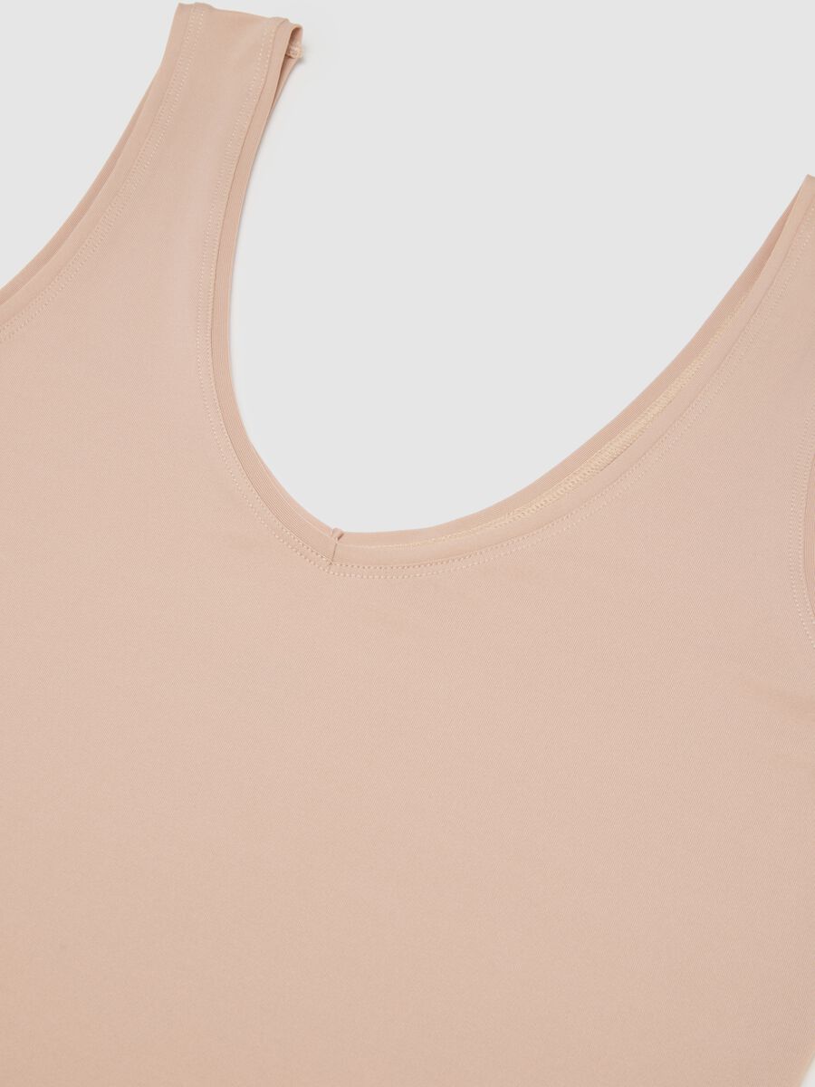 Beige mixed regular fit tank top_1