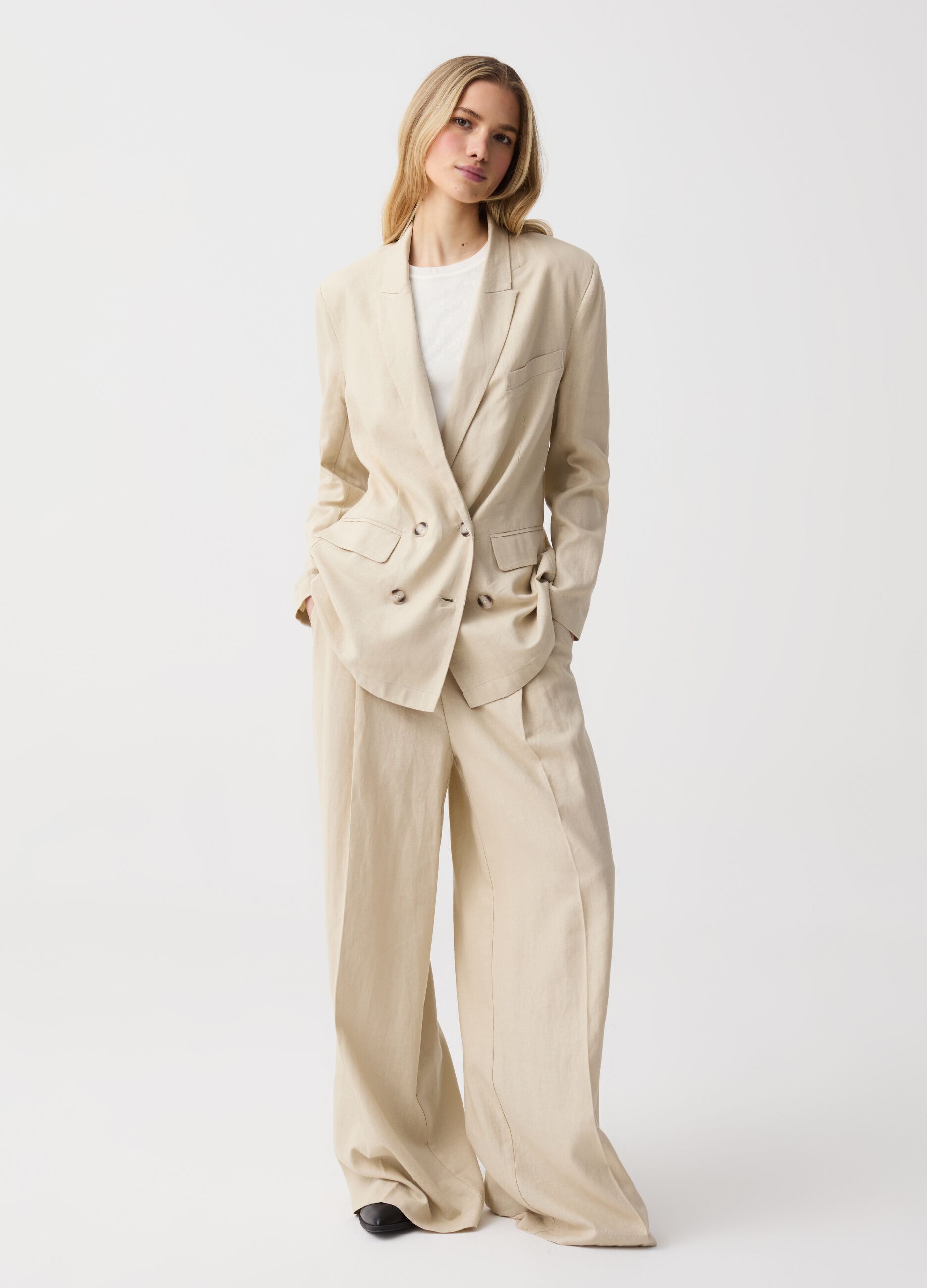 Ovs Blazer relaxed fit in lino e viscosa