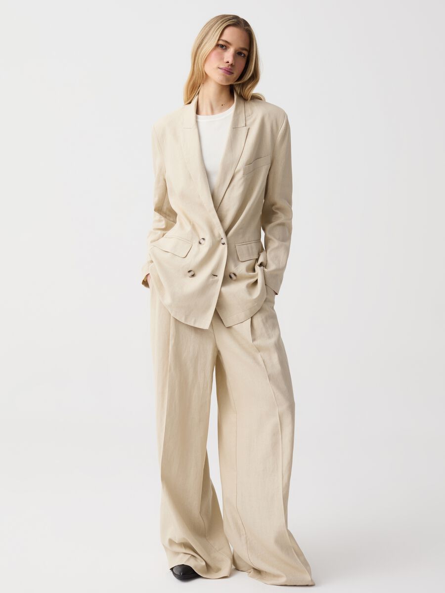 Relaxed-fit blazer in linen and viscose_0