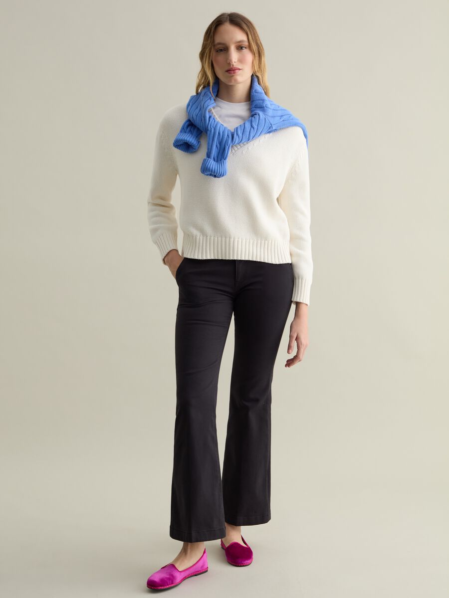 V-neck cotton pullover_1