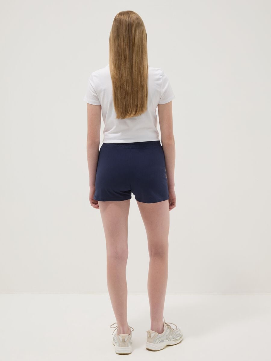Pantaloncini in puro cotone blu da ragazza regular fit_2