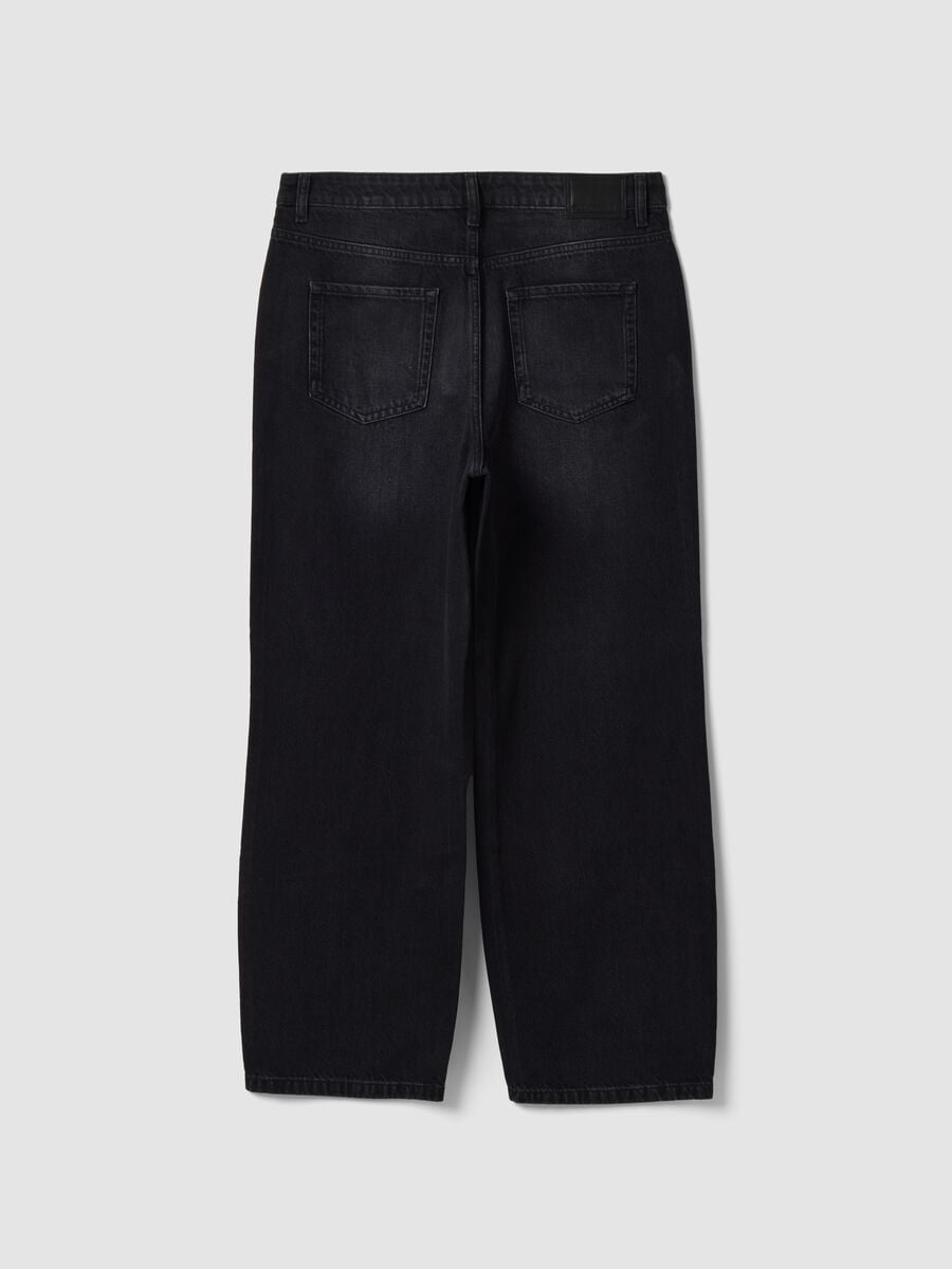 Jeans denim neri wide leg in puro cotone_1
