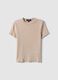 Beige fitted T-shirt in stretch cotton_4