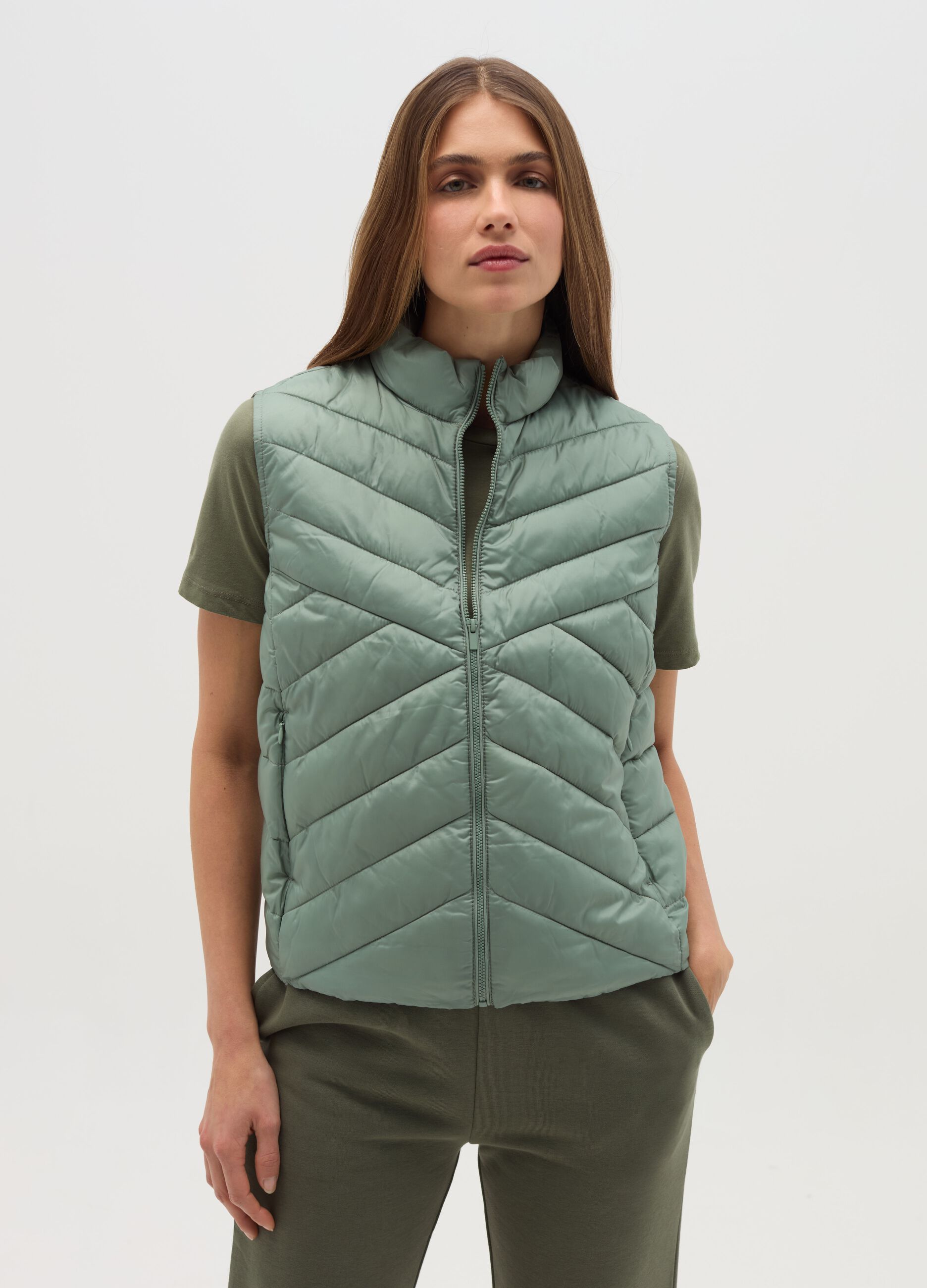 Gilet full-zip ultralight a collo alto