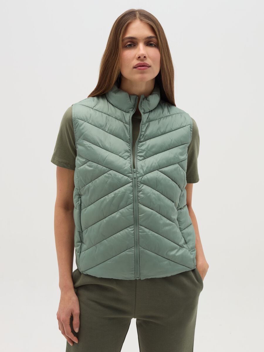 Full-zip ultralight gilet with high neck_0