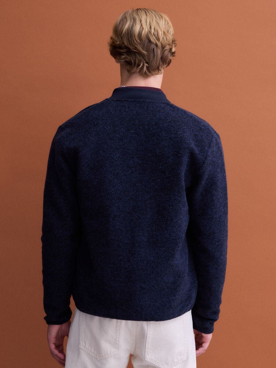 Blue wool-blend sweatshirt with ribbed collar_3