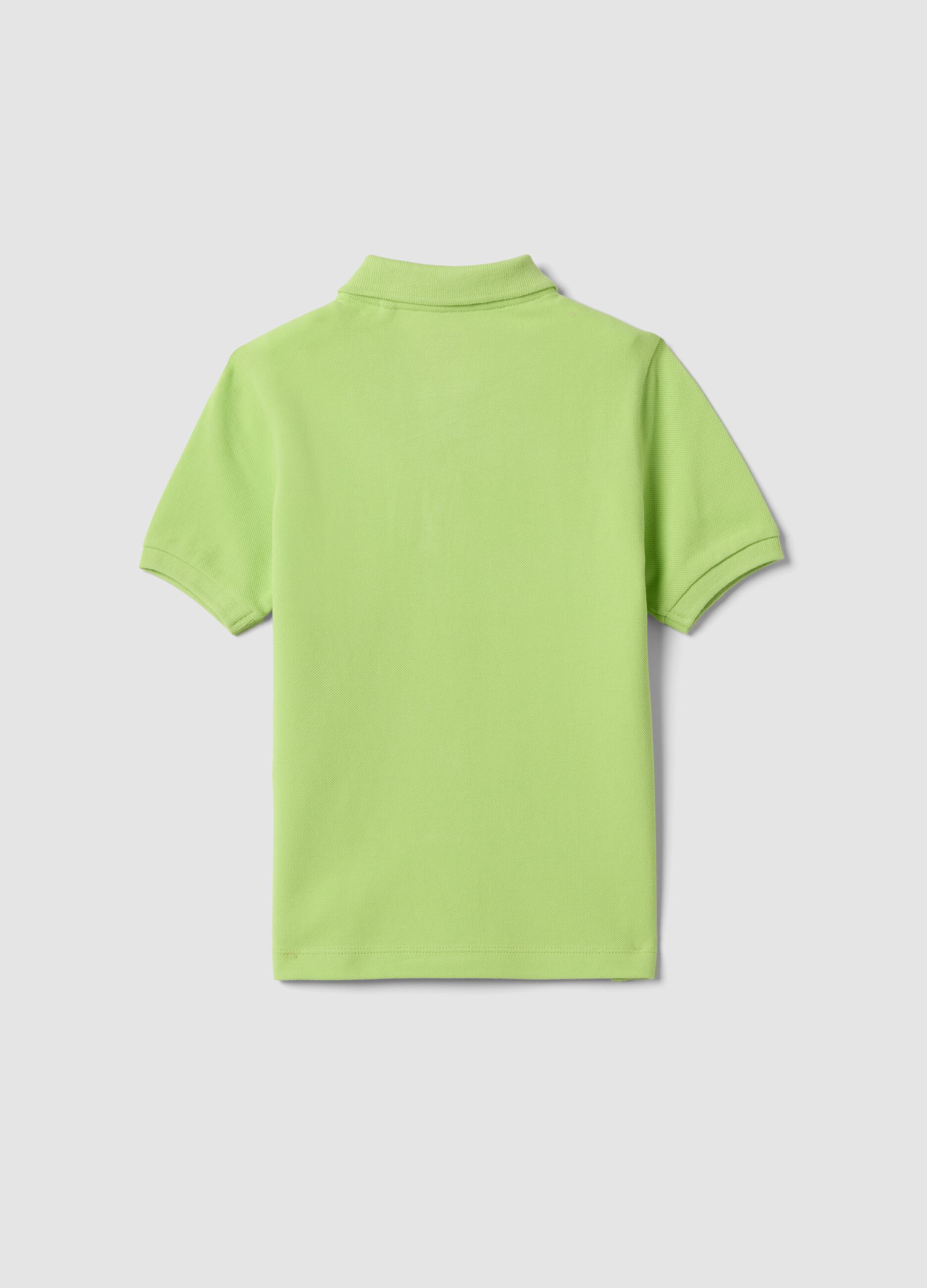 Kids&rsquo; green short-sleeve polo in pure organic cotton