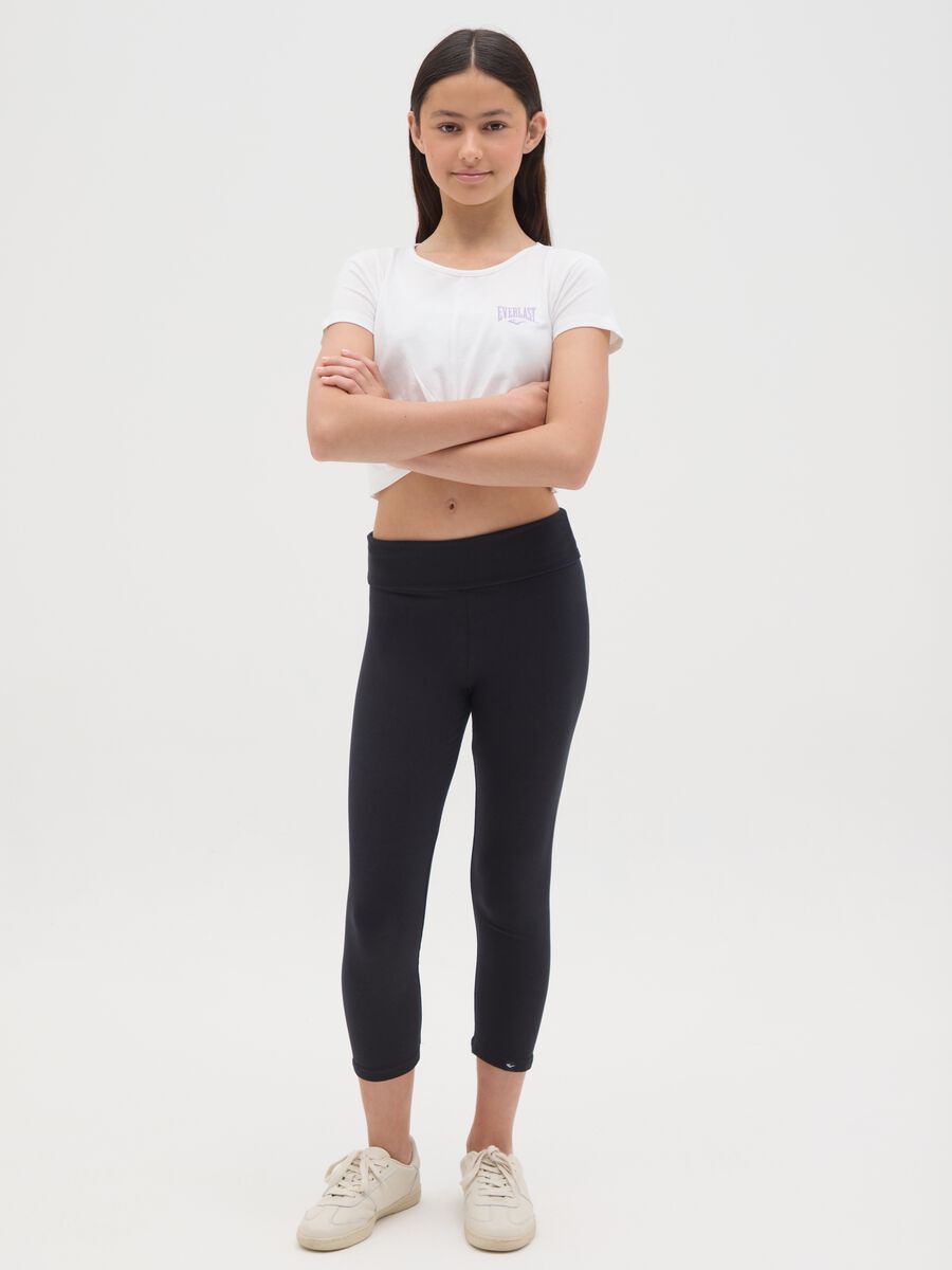 Girls’ black skinny-fit leggings in stretch cotton_1