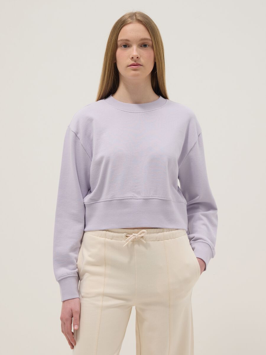 Felpa in puro cotone viola regular fit per ragazza_0
