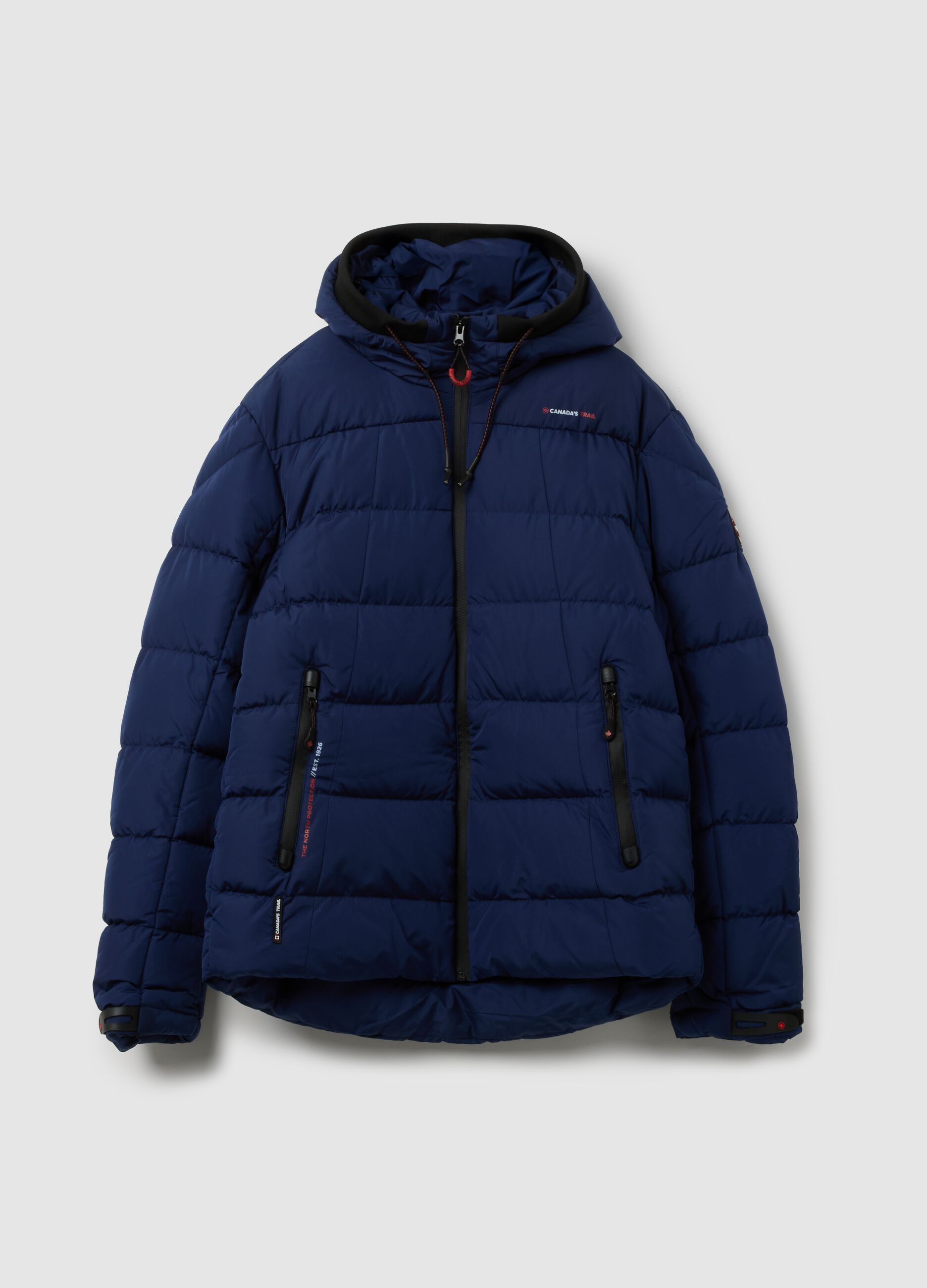 Regular Blue Padded Jacket with Zip