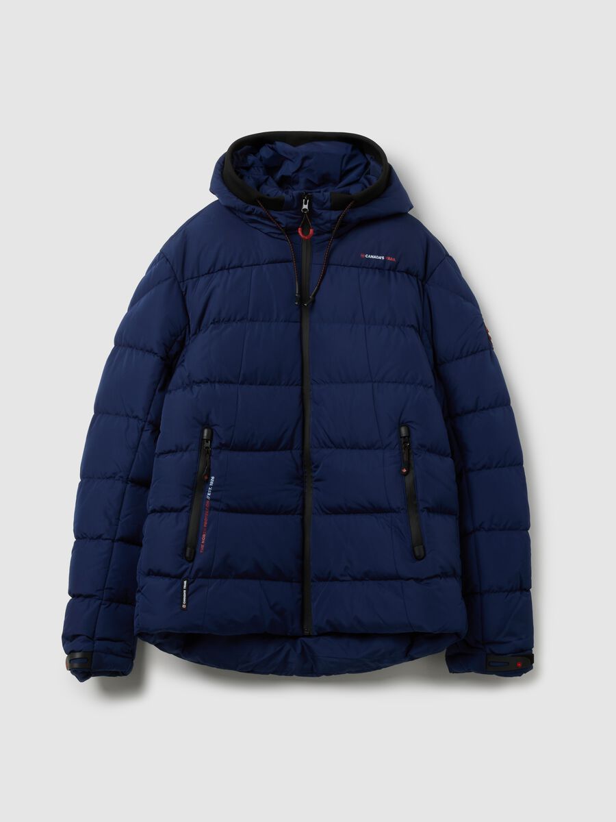 Regular Blue Padded Jacket with Zip_0