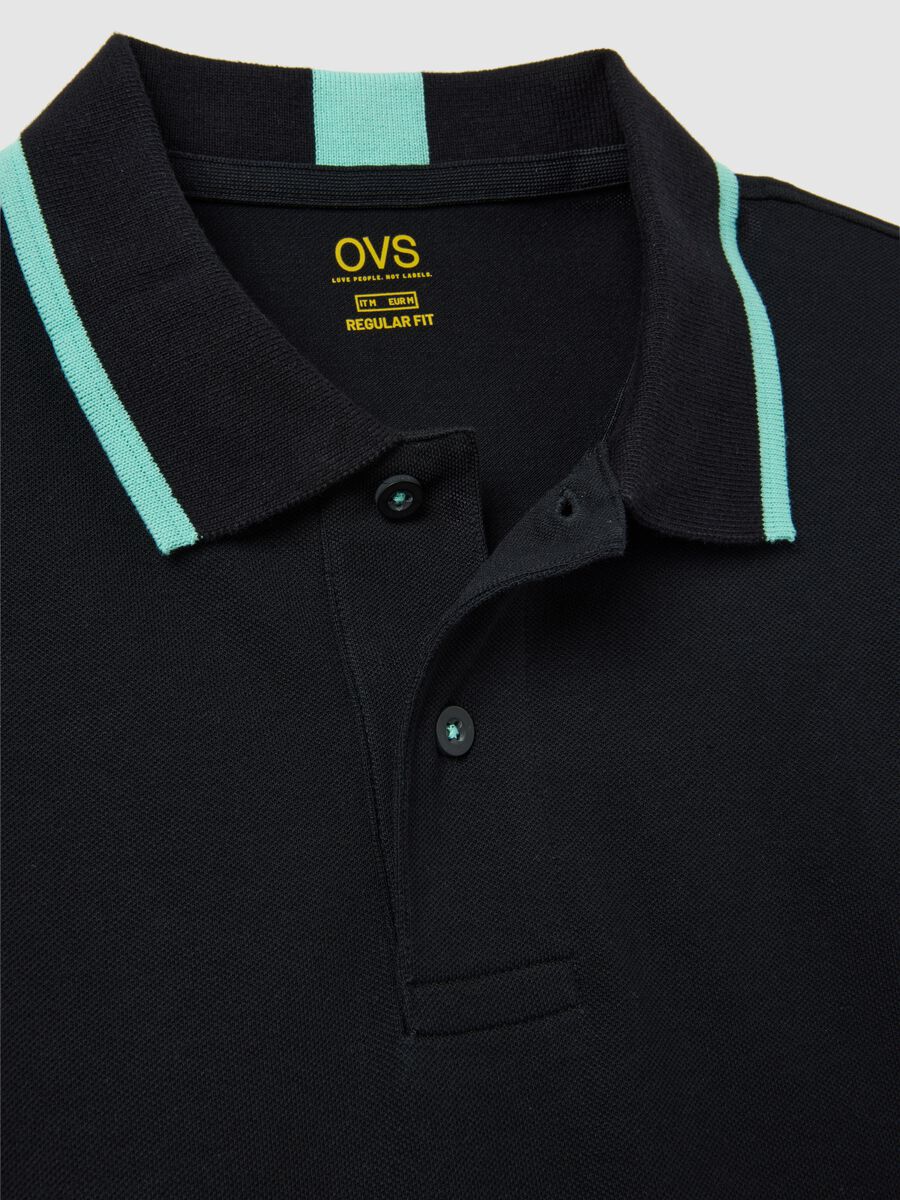 Polo da uomo in cotone nero regular fit_1