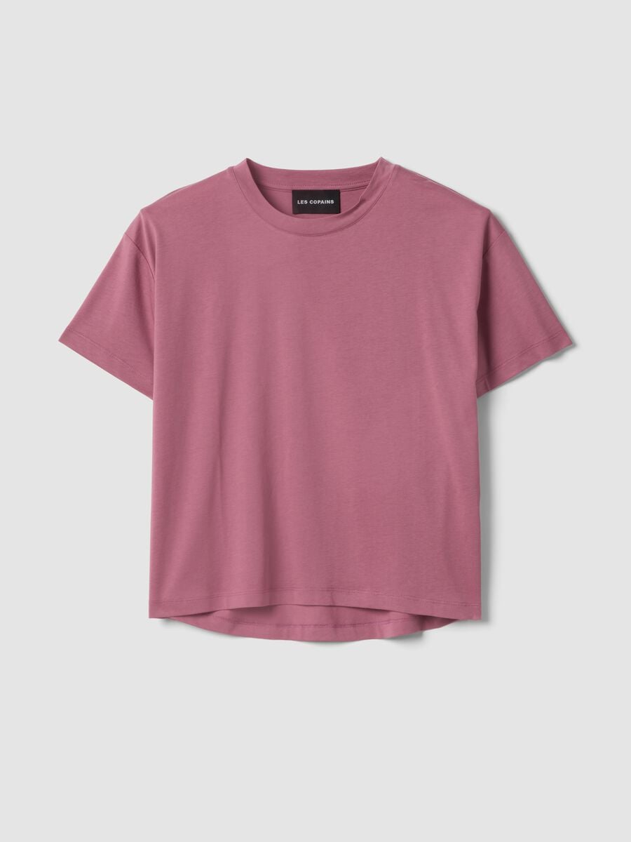 Pink short-sleeve T-shirt in lyocell and cotton blend_4