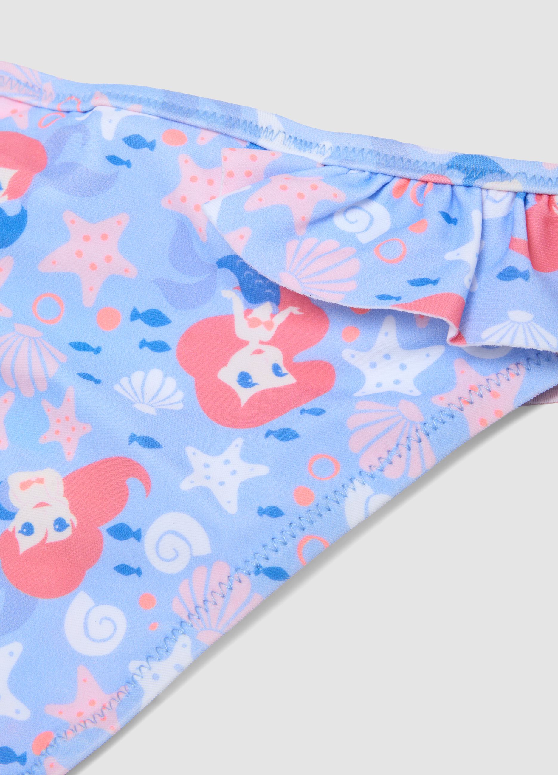 Blue ruffle-waist stretch swim briefs for baby girl