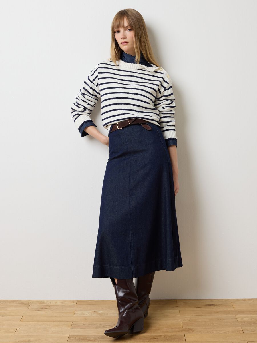 Maglione in misto cotone a righe oversize_1