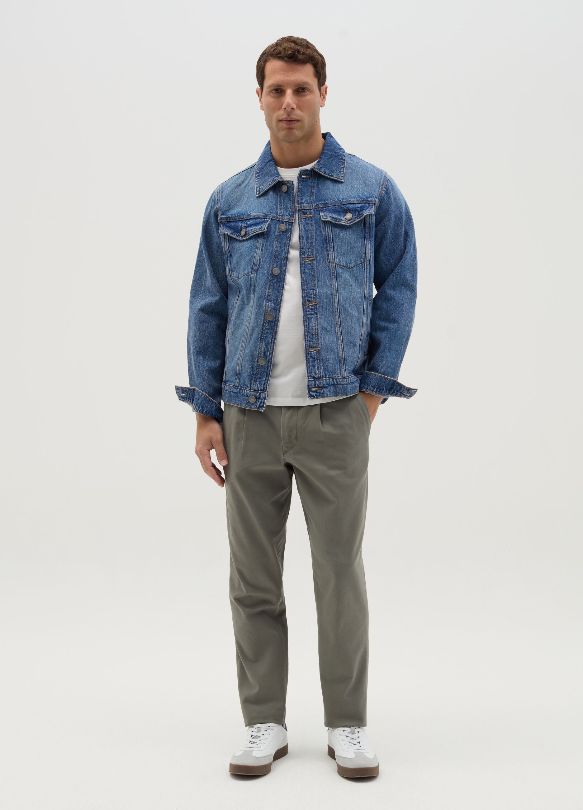 Cotton and linen chino trousers