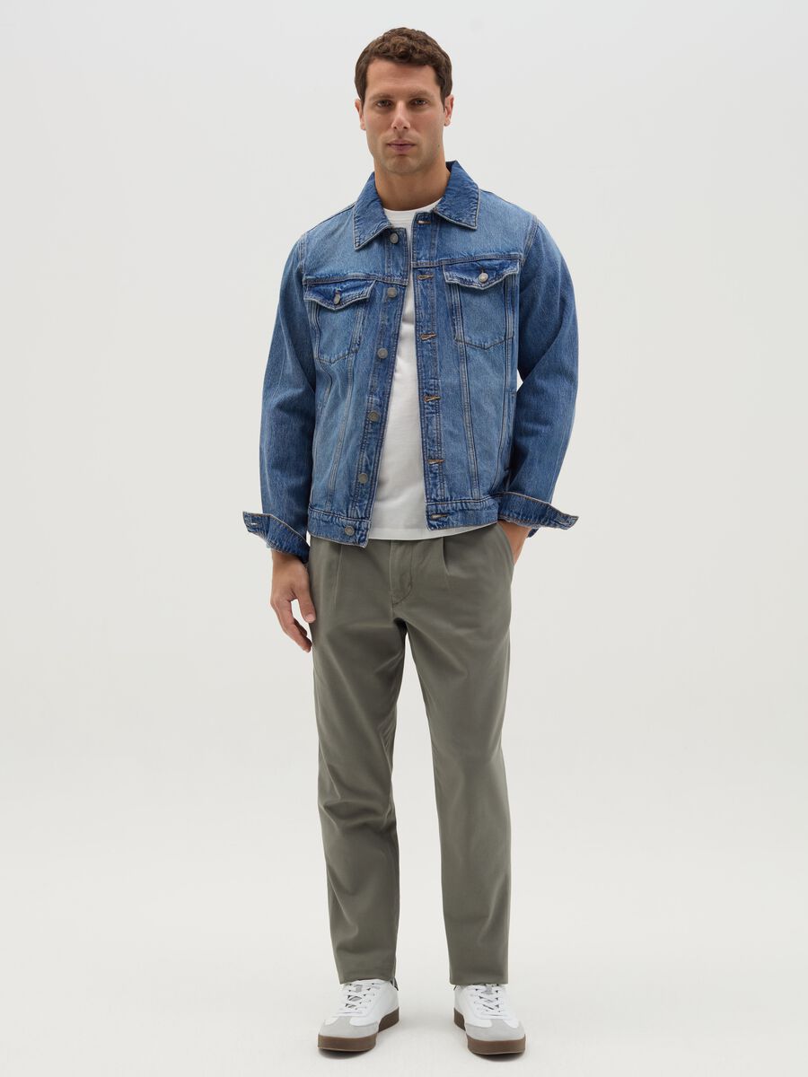 Cotton and linen chino trousers_0