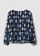 Blue and white geometric print blouse, regular fit_2