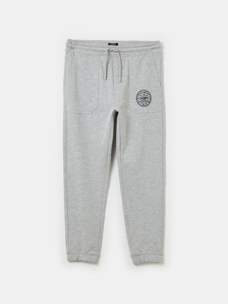 Joggers in felpa con coulisse e stampa_0