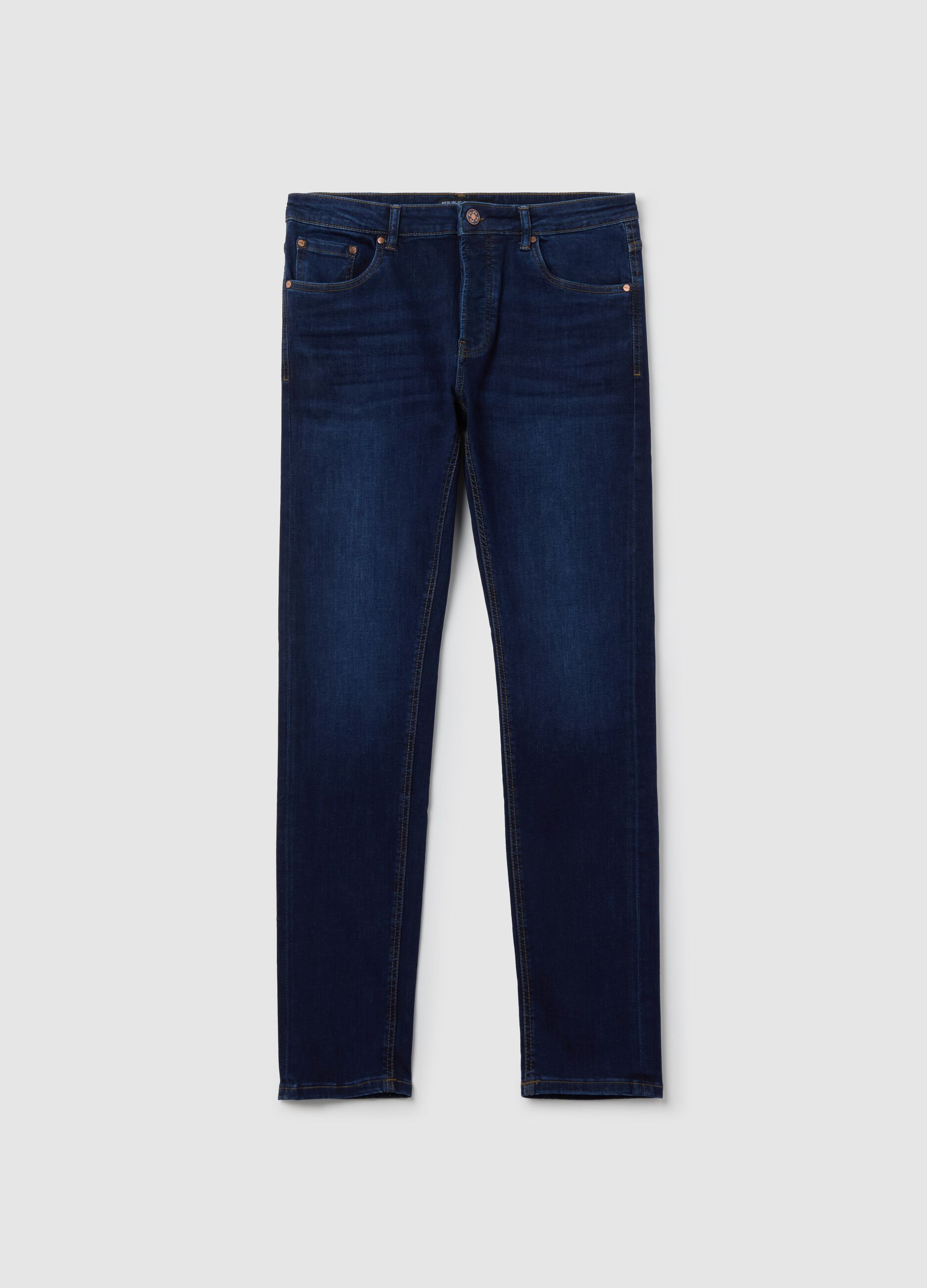 Stretch slim-fit rinsed jeans