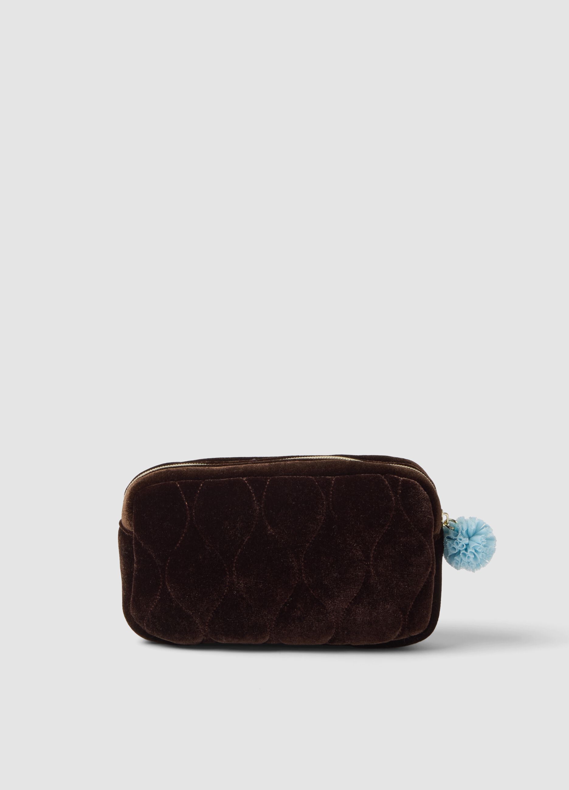 Brown and blue stretch-fabric wash bag