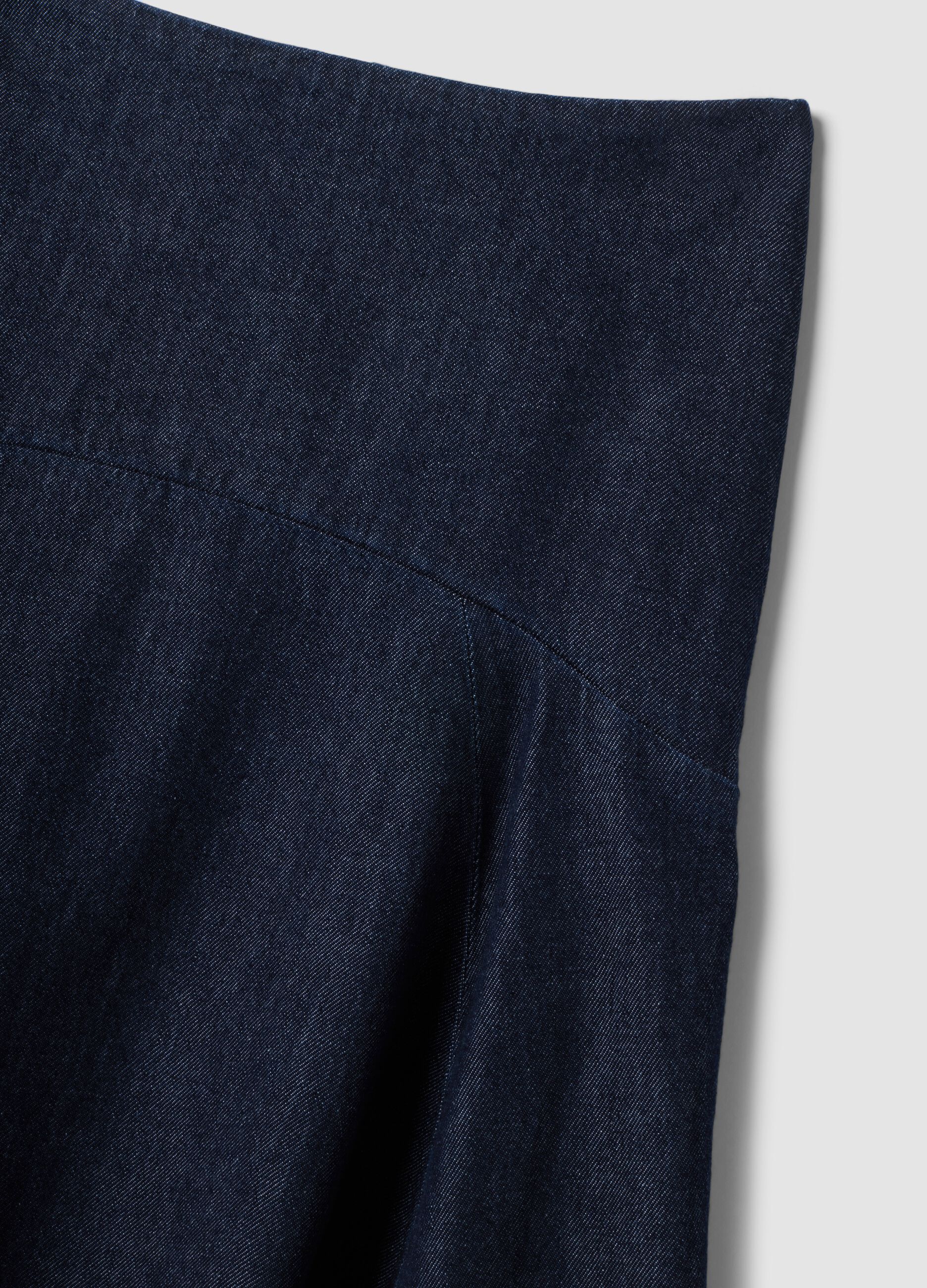 Gonna midi in denim di puro cotone