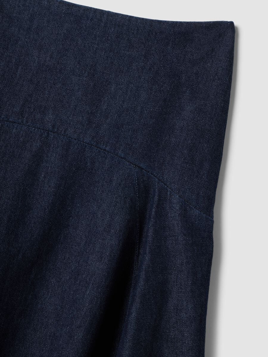Gonna midi in denim di puro cotone_5