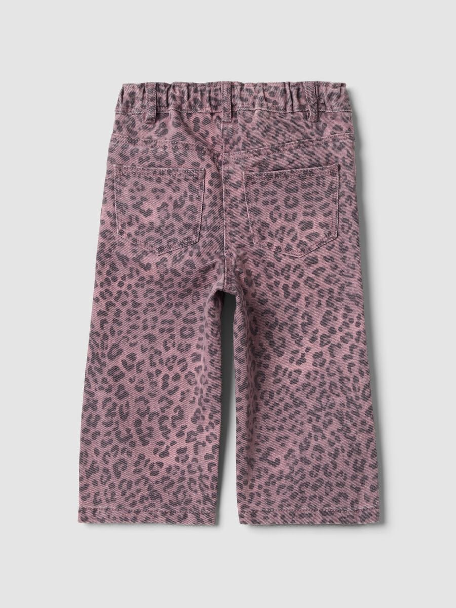 Pantaloni rosa leopardati in puro cotone per bimba regular fit_1